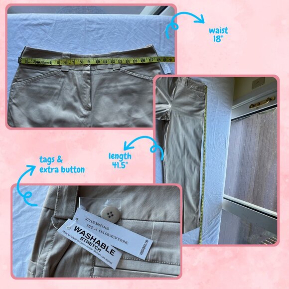 NWT Larry Levine Straight Leg Khaki Pants New Stone | Size 14 - Picture 2 of 13